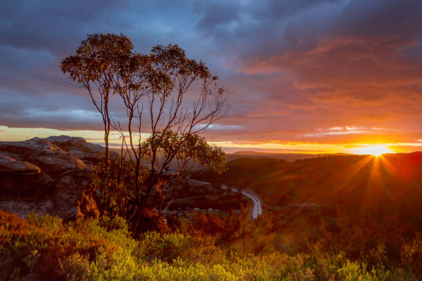 istock Beautiful sunset  across the mountain ridge 1059889304