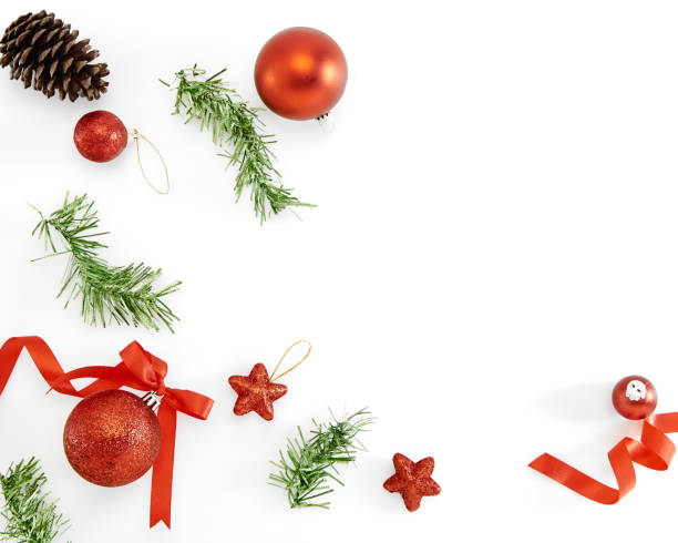 istock Christmas Frame from Christmas decorations and gifts on white background 1059891732