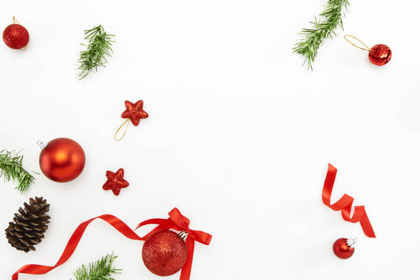 istock Christmas Frame from Christmas decorations and gifts on white background 1059891758