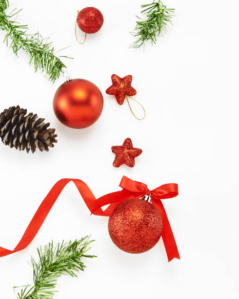 istock Christmas Frame from Christmas decorations and gifts on white background 1059891786