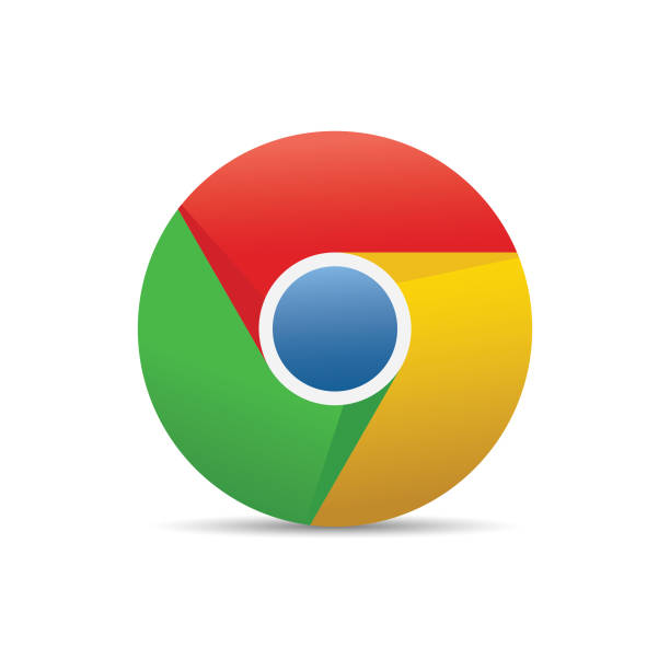 ilustraciones, imágenes clip art, dibujos animados e iconos de stock de ilustración de vector de logo de google chrome - motor de búsqueda