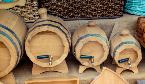 istock Wooden barrels in a stock in view 1059919038