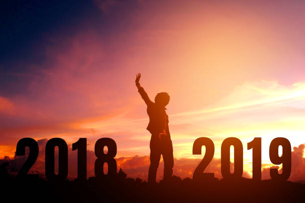 istock Silhouette young business man Happy for 2019 new year 1059920148