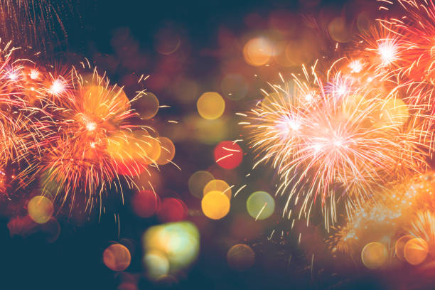 istock Fireworks Celebration Happy New Year with bokeh 1059922116