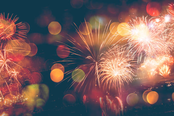 istock Fireworks Celebration Happy New Year with bokeh 1059922176