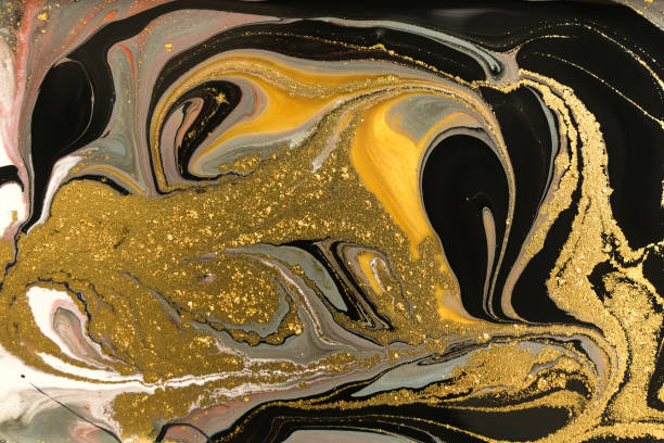 istock Gold marbling texture design. Beige and golden marble pattern. Fluid art. 1059930988