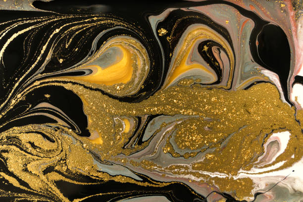 istock Gold marbling texture design. Beige and golden marble pattern. Fluid art. 1059931048