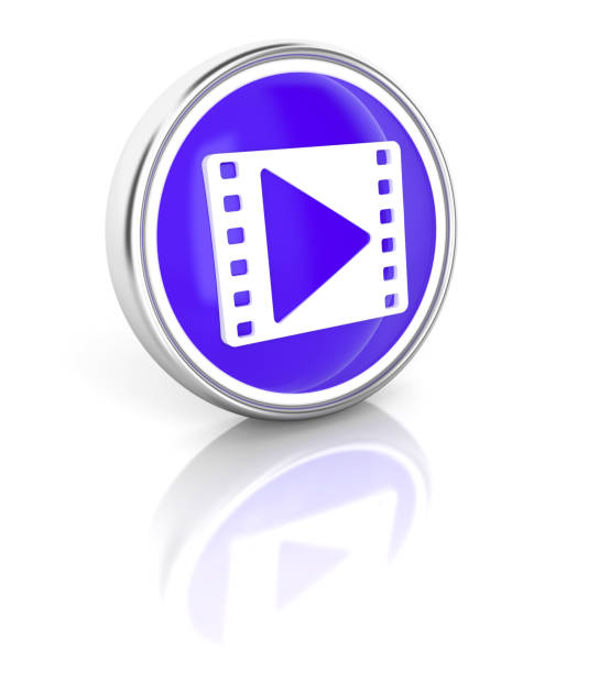 istock Movie on glossy blue round button 1059932652