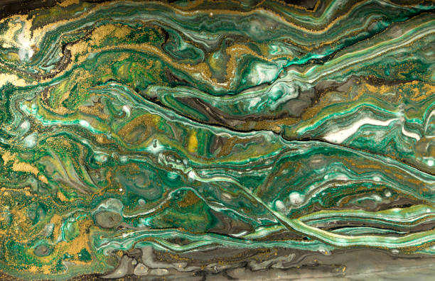 istock Green marble abstract acrylic background. Marbling artwork texture. Agate ripple pattern. Gold powder. 1059933346