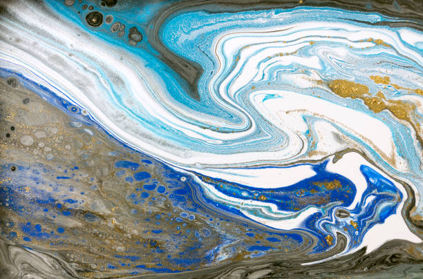 istock Gold marbling texture design. Blue and golden marble pattern. Fluid art. 1059933562