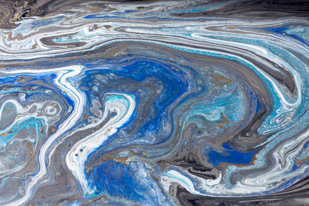 istock Gold marbling texture design. Blue and golden marble pattern. Fluid art. 1059933676