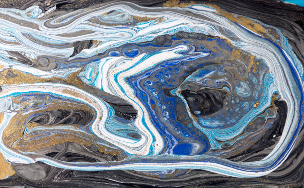 istock Gold marbling texture design. Blue and golden marble pattern. Fluid art. 1059933712