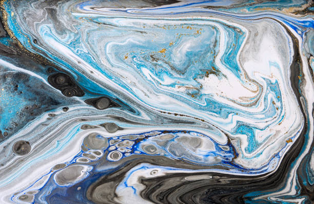 istock Gold marbling texture design. Blue and golden marble pattern. Fluid art. 1059933752