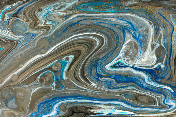 istock Gold marbling texture design. Blue and golden marble pattern. Fluid art. 1059933780