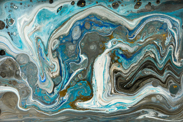 istock Gold marbling texture design. Blue and golden marble pattern. Fluid art. 1059933810