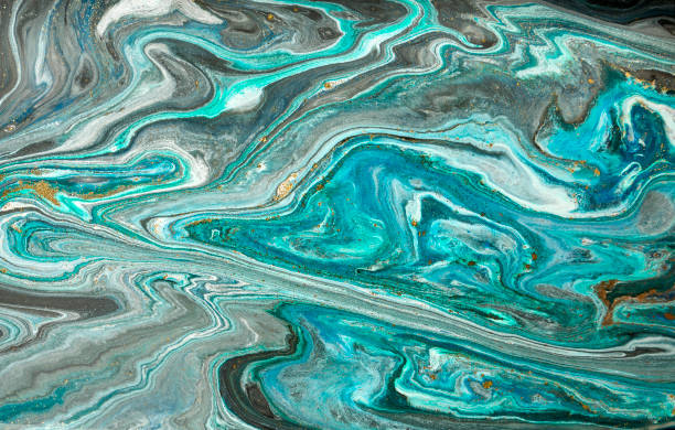 istock Gold marbling texture design. Blue and golden marble pattern. Fluid art. 1059934132