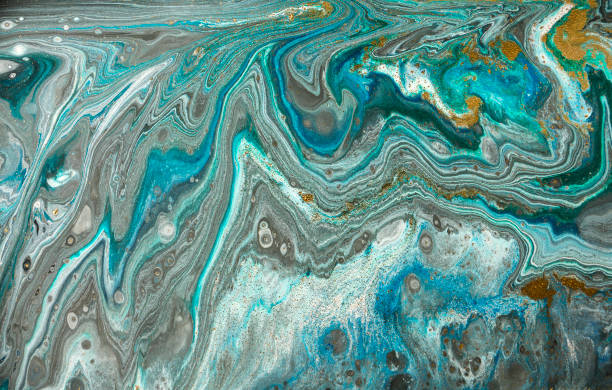 istock Gold marbling texture design. Blue and golden marble pattern. Fluid art. 1059934168