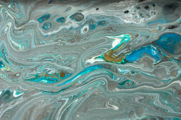 istock Gold marbling texture design. Blue and golden marble pattern. Fluid art. 1059934248