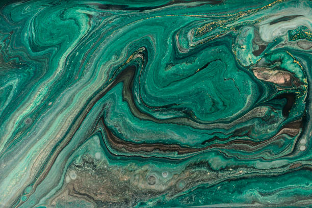 istock Gold marbling texture design. Blue and golden marble pattern. Fluid art. 1059934548