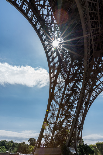 Eiffel Tower with the sun shining