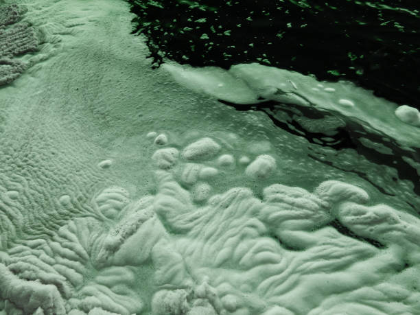 istock Dirty textured foam surface made by waves of water. 1059942228