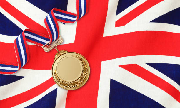 istock Gold medal on national flag 1059965000