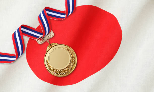 istock Gold medal on national flag 1059965006