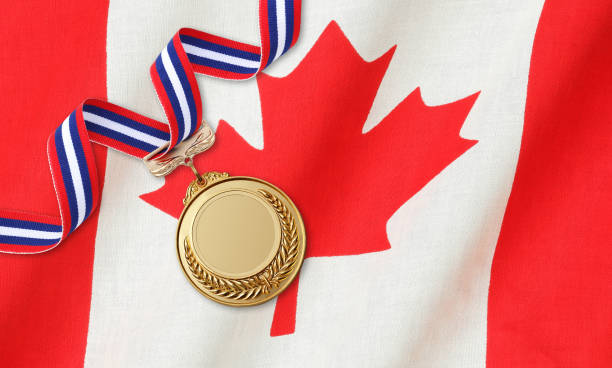 istock Gold medal on national flag 1059965094