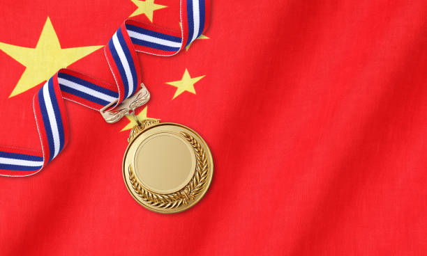 istock Gold medal on national flag 1059965208