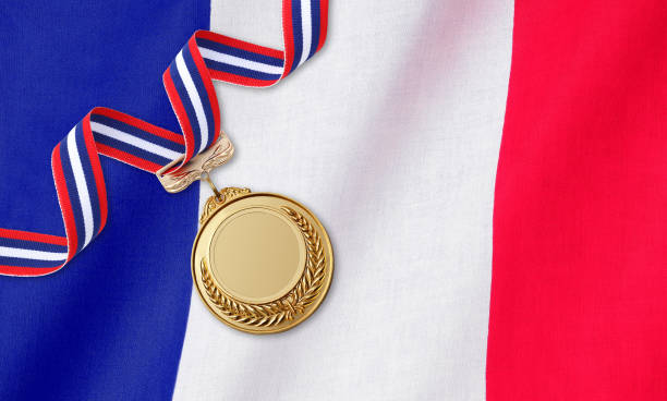 istock Gold medal on national flag 1059965332