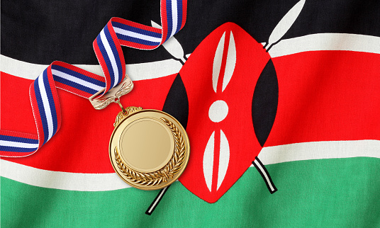 medal with waving national flag