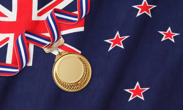 istock Gold medal on national flag 1059965516