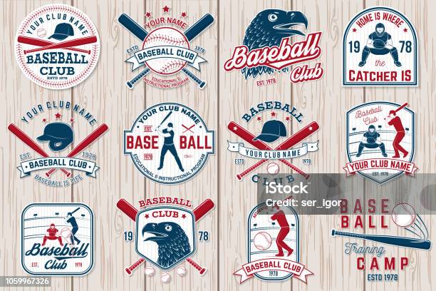 Satz Von Baseball Oder Softball Clubabzeichen Vektorillustration Konzept Für Hemd Oder Logo Stock Vektor Art und mehr Bilder von Baseball