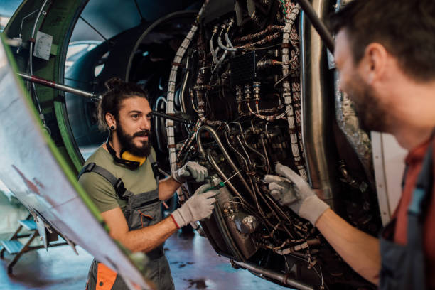 istock Men repairing airplane 1059981708