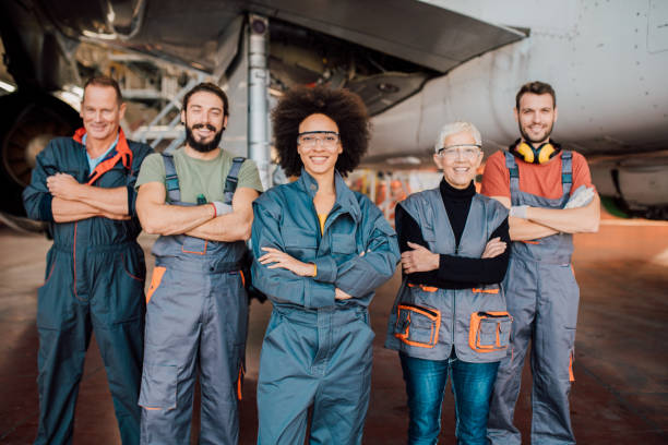 istock Team of people fixing aircrafts 1059982160