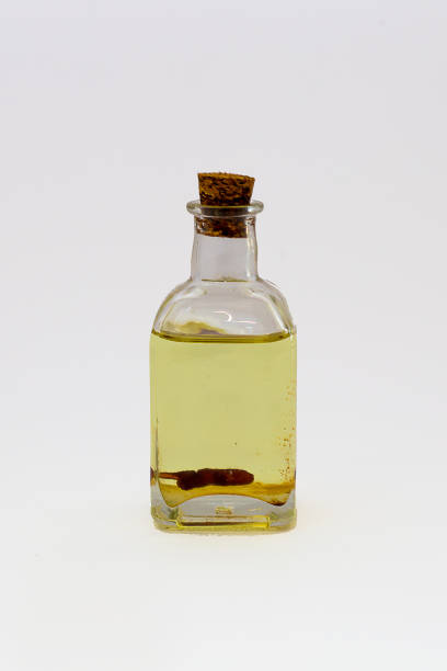 istock Glass Bottle of Spice Chilli on White Background 1059985002