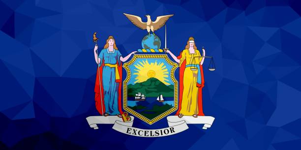 istock New York polygonal flag. Mosaic modern background. Geometric design 1059987744