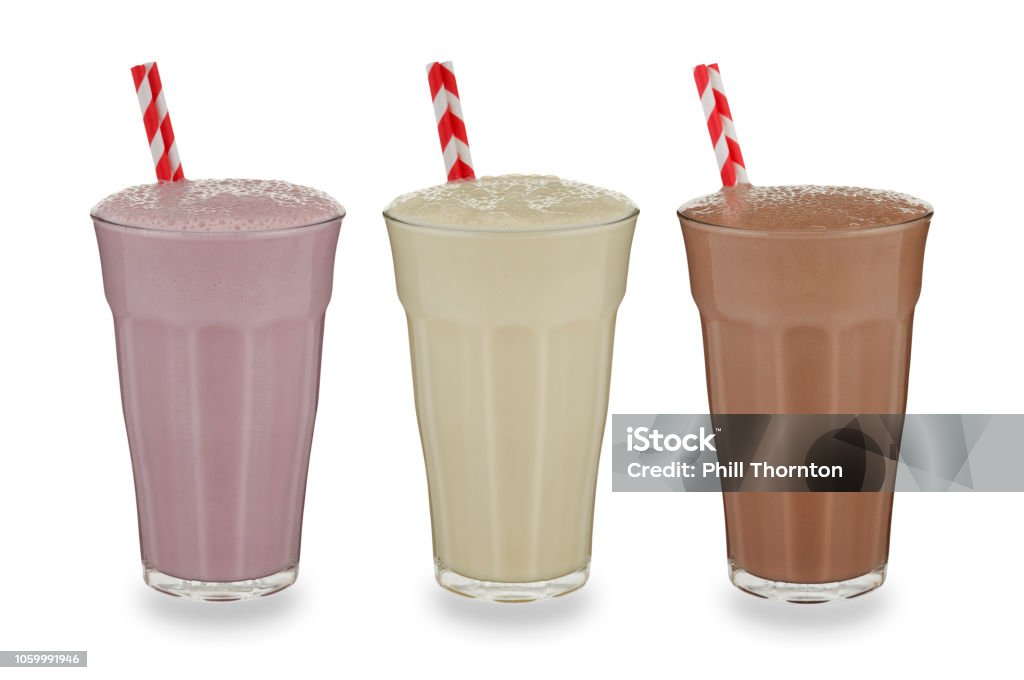 3 vasos de batido - Foto de stock de Batido de leche libre de derechos