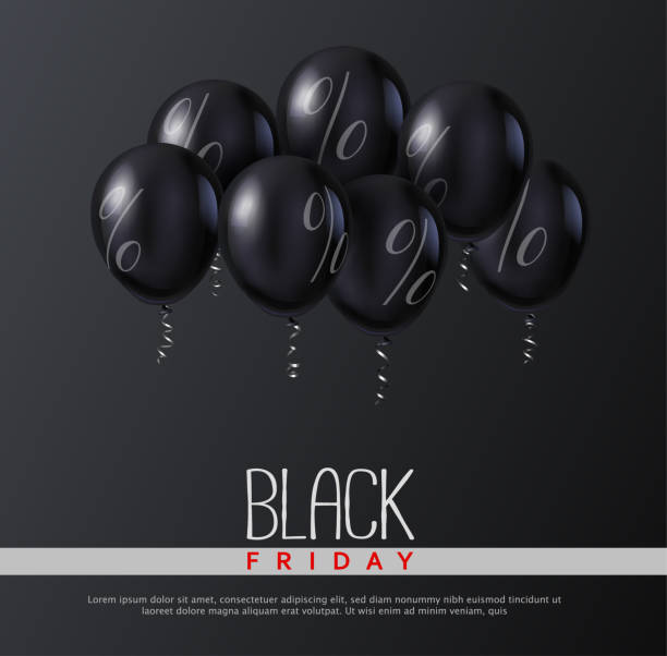 istock Black Friday sale promo card with shiny balloons. 1059993598