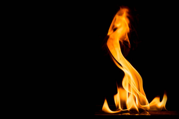 istock Fire flames on black background. Bright and colorful fire against a black night. 1059996446