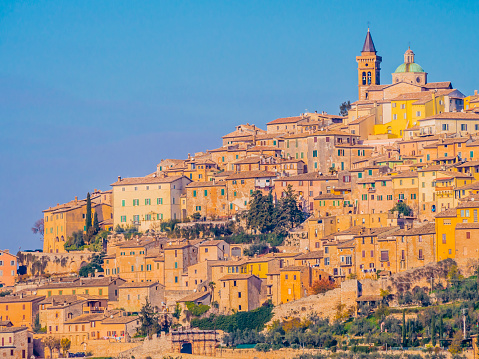 Scenic view of Trevi historical center, typical mediaeval village in Umbria, Italy