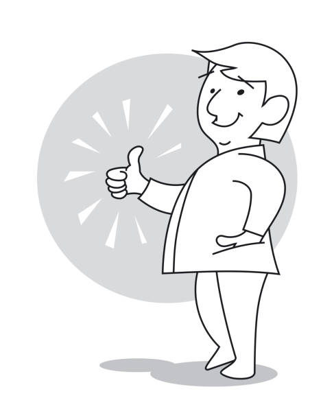 Man smiling and gesturing thumb-up to show their appreciation. Cartoon vector illustration vector art illustration