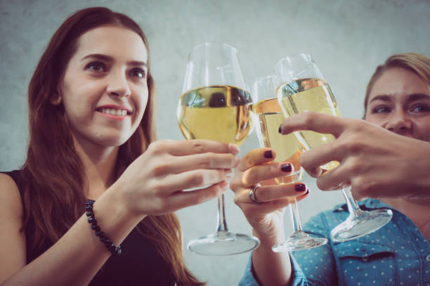 Party with wineglass in holiday