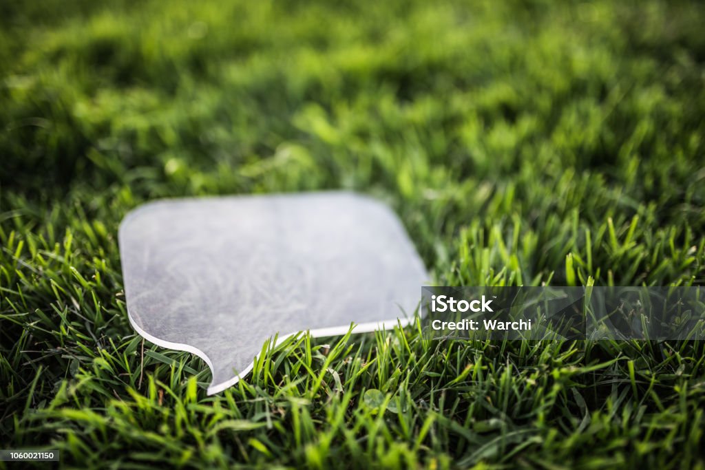 Transparente Sprechblase auf Rasen - Lizenzfrei Umweltschutz Stock-Foto