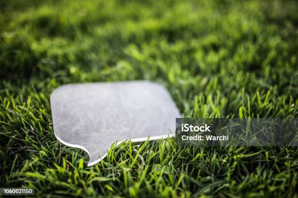 Transparente Sprechblase Auf Rasen Stockfoto und mehr Bilder von Umweltschutz - Umweltschutz, Grün, Medienwelt