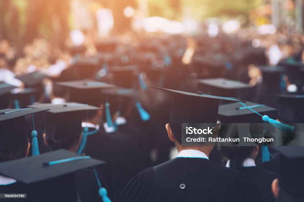 Group of Graduates during commencement. Concept education congratulation in University. Graduation Ceremony ,Congratulated the graduates in University during commencement. Graduation Stock Photo