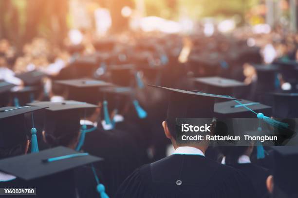 Group Of Graduates During Commencement Concept Education Congratulation In University Graduation Ceremony Congratulated The Graduates In University During Commencement Stock Photo - Download Image Now