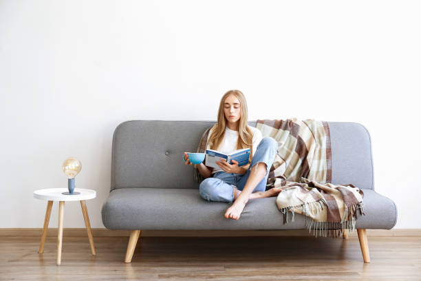 istock Slim tall female spending time at home, relaxing. 1060037868