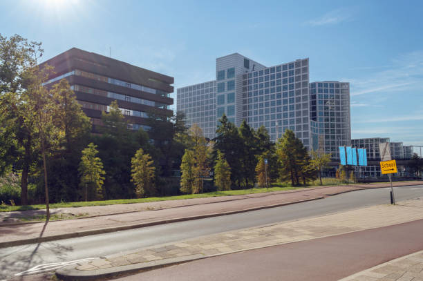 istock view from sidewalk on modern buildings of Hague with  trees 1060037876