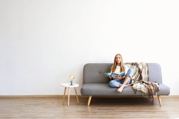 istock Slim tall female spending time at home, relaxing. 1060037922